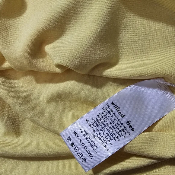 🌞ARITZIA Wilfred Free Tiny Dress Mini Bodycon Stretch Jersey Yellow Size S - Picture 10 of 12